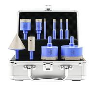 Foret Diamant Carrelage Boîte 10Pcs - 6/6/8/20/35/50/65mm Tige Hexagonale Scie Cloche, 6mm Foret en Carbure, 20mm Fraise, 50mm Mèche à chanfrein für Porzellan Fliesen Keramik Granit Marmor