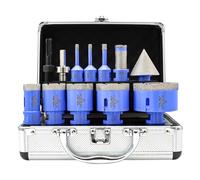 Foret Diamant Carrelage Boîte 12Pcs - 6/6/8/25/35/40/50/68mm Scie Cloche, 20mm Foret Fraise, 50mm Mèche à chanfrein, Adaptateurs pour Céramique Porcelaine Carrelage Granit Marbre