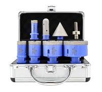 Foret Diamant Carrelage Boîte 8Pcs - 20/25/35/55/68mm Scie Cloche, 20mm Fraise, 50mm Mèche à chanfrein, Adaptateur pour Céramique Porcelaine Carrelage Granit Marbre