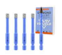 Foret Diamant Carrelage Set - 4Pcs 6mm Scie Cloche und 1Pc 6mm Foret en Carbure Perçage à Sec pour Céramique Porcelaine Carrelage Marbre Granit avec Changement Rapide Tige Hexagonale VENJELD