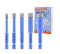 Foret Diamant Carrelage Set - 5/6/8/10/12mm 5Pcs Scie Cloche Diamant Perçage à Sec pour Céramique Porcelaine Carrelage Marbre Granit avec Changement Rapide Tige Hexagonale VENJELD