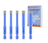 Foret Diamant Carrelage Set - 6/6/6/8/10mm 5Pcs Scie Cloche Diamant Perçage à Sec pour Céramique Porcelaine Carrelage Marbre Granit avec Changement Rapide Tige Hexagonale VENJELD