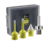 Foret Diamant Kit Trepan Carrelage - 4pcs 6/8mm Scie Cloche+20mm Mèches de Chanfrein+Adaptateur Hexagonal pour Carrelage Céramique Porcelaine Marbre Granit M14 Filetage SANLEETEK
