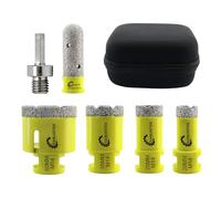Foret Diamant Kit Trepan Carrelage - 6pcs (20/25/35/50mm+20mm Fraise Diamanté à Doigt+Adaptateur Hexagonal) pour Carrelage Céramique Porcelaine Marbre Granit M14 Filetage SANLEETEK