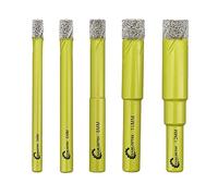 Foret Diamant Sec Set - 5 pièces 5/6/8/10/12mm Trépan Diamant avec Tige Ronde pour Marbre Granit Céramique Porcelaine Carrelage Quartz SANLEETEK