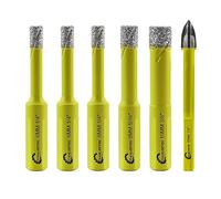 Foret Diamant Sec Set - 5 pièces 6/6/6/8/10mm SANLEETEK Trépan Diamant et 1 pièce 6mm Foret en Carbure avec Tige Triangulaire pour Céramique Porcelaine Granit Marbre Quartz Grès