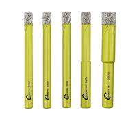 Foret Diamant Sec Set - 5 pièces 6/6/6/8/10mm Trépan Diamant avec Tige Ronde pour Marbre Granit Céramique Porcelaine Carrelage Quartz SANLEETEK