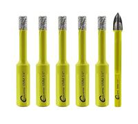 Foret Diamant Sec Set - 5 pièces 6mm SANLEETEK Trépan Diamant et 1 pièce 6mm Foret en Carbure avec Tige Triangulaire pour Céramique Porcelaine Granit Marbre Quartz Grès