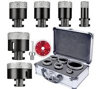 Foret Diamanté Scie Cloche Diamantée Kit Couronne Forage 8 PCS Avec Carton, 20/35/40/45/50/68mm Et 1 Lame 1 Accessoire Foret à Carrelage Pour Meuleuse D'Angle M14 Set