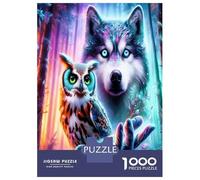 Forêt du Loup et du Hibou 1000 Pièces Puzzle Premium Mysticisme Sauvage Vibrant Pack Puzzle Carton Solide - DIY Familial Amusant, Belle Déco, Cadeau D’Anniversaire pour Les Passionnés 38x26cm/1000pcs