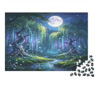 Forêt Enchantée Clair de Lune Puzzle 1000 Pièces Papier Puzzle pour Adultes Relaxation Décoration Famille Cadeau 70x50cm/1000pcs