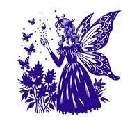 forêt enchantée de fées Stickers muraux en vinyle 54.6x54.7cm Ne se décolle pas Bleu foncé