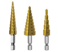Foret Étagé 3 Pièces Hss Ensemble De Forets Étagés Cône Trou Cutter Conique Métrique Nitruration Forets Hexagonaux Or