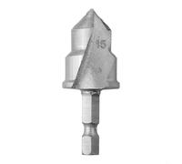 Foret étagé à tige hexagonale PPR Outil d'extension de tuyau d'eau 20/25/32 mm Design rainure en spirale pour perceuse électrique réparation de plomberie Métal argenté (15-19 mm)