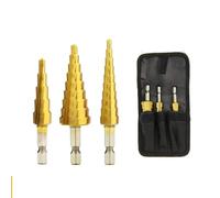 Foret étagé conique en titane HSS pour métal et bois, jeu de forets étagés haute vitesse pour outils électriques, 3-12, 4-12, 4-20, 4-32 mm(4-12 4-20 4-32 bag)