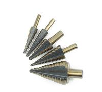 Foret étagé en acier rapide, manche triangulaire noir et jaune, 5 pièces, for pagode, ouvre-trou for le travail du bois(5pcs aluminum box)