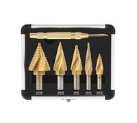 Foret étagé HSS à rainure droite de 1/4 3/8 pouces, foret revêtu trou bois, ensemble d'outils perçage noyau 6 pièces(Spiral 6Pcs)