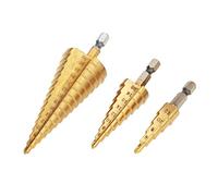 Foret étagé HSS, foret étagé HSS avec acier rapide, foret étagé à tige hexagonale avec sac de rangement 3 pièces 4-12/4-20/4-32mm