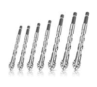 Foret excentrique à quatre tranchants - Foret dentelé à haute résistance - Tige hexagonale 1/4 - Jeu de forets pour carrelage haute résistance avec pointe en carbure (3/4/5/6/8/10/12 mm, argenté)