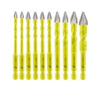 Foret Excentrique à Tête Crochue - SANLEETEK Set de Foret Carrelage pour Bois Plastique Maçonnerie Carreaux céramique Béton Marbre 10 pièces 5mm*2+6mm*4+8mm*2+10mm+12mm, Queue à Changement Rapide