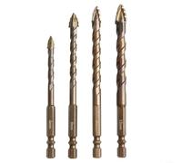 Foret excentrique avec quatre cannelures et design triangulaire en spirale pour applications de perçage de carreaux de verre et de plastique dur (A)