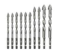 Foret excentrique avec quatre rainures et dents de scie, foret dentelé à quatre tranchants, tige hexagonale 1/4, jeu de forets à carrelage haute résistance avec pointe en carbure