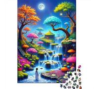 Forêt Fantastique Cascade Puzzle pour Adultes Puzzle 1000 Pièces Scène Nocturne Jeu de Puzzle 1000 Pièces Relaxation Cadeau 52x38cm/1000pcs