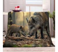 Forêt Faune Sanglier Plaid Polaire, Couverture et Plaid Canapé Grande Taille en Flanelle Douce et Chaude Brun Confortable pour Enfants et Adultes, Chambre et Lit 150x200 cm