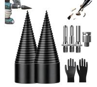 Foret Fendeur de Bûches 3 en 1 - Cône Fendeur Bois Universel pour Perceuse avec 4 Poignées Fendeur, Foret Fendeur de Bois Haute Performance, Fendez sans Effort (32+42mm)