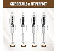 Foret Foret à mortaise carré HSS for le travail du bois, ensemble de ciseaux mortaiser for 1/4, 5/16, 3/8, 2/5, 1/2, 9/16, 5/8 pouces, 7 pièces(4PC:1/2)
