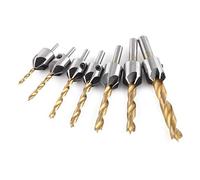 Foret Fraise Bois, 7pcs Fraise à Chanfreiner 3-10mm, Meches Coniques en Acier à Grande Vitesse Avec Clé Hexagonale Gratuite Pour Percer L'ébavurage de Chanfreinage 3/4/5/6/7/8/10mm