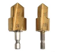 Foret hélicoïdal efficace pour extension de tuyau d'eau avec tige hexagonale de 6,35 mm et fonction de poinçonnage central (15-19 et 18-24)