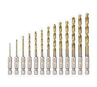 Foret Hélicoïdal en HSS 13Pcs Forets Hexagonaux en Acier Rapide avec Revêtement en Titane 1,5 Mm - 6,5 Mm pour Perçage du Bois/Métal/Plastique