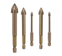 Foret hexagonal cruciforme en alliage 3-12 mm pour carrelage en céramique, verre, marbre et - carbure YG6X avec pointe oxynitrurée, meulage complet anti-traitement, 1 pièce (10 mm)