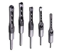 Foret Lot de 5 forets carrés, ciseaux à mortaiser en acier rapide, scie cloche bois avec foret hélicoïdal 1/4, 5/16, 3/8, 1/2 pouce for menuisier