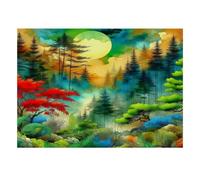 Forêt Lune Fougère 1000pcs Mini Puzzle pour Adultes Stimulant | 52x38cm Carton Décor Salon Structure Durable Cadeau Anniversaire Relaxation