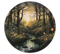 Forêt Magique 1000 Pièces Puzzle Convient Aux Adultes Et Aux EnfantsJeu Puzzle Rond Décoration Moderne DIY Puzzle Puzzle pour Enfants Décompression Et Cadeau (67.5x67.5cm)