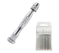 Foret manuel en alliage d'aluminium et 10 forets pour modélisme, travail du bois, plastique, caoutchouc et matériau souple