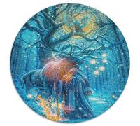 Forêt Mystique Clair de Lune Puzzle 1000 Pièces Rond Papier pour Adultes Nuit Enchantée