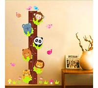 Forêt Panda Tigre Lion Singe Hauteur Mesure Stickers Muraux Pour Enfants Chambres Décor Dessin Animé Animaux Croissance Tableau Stickers Muraux Affiche
