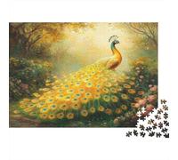 forêt Paon Puzzles 1000 Pièces Cadeau Unique lumière dorée Jeu Éducatif Challenge Toy À De Qualité Supérieure Peinture Art pour Adultes Et Enfants À Partir De 12 Ans 1000pcs (75x50cm)