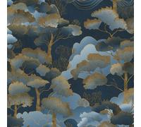 Forêt Papier Peint Elle Décoration Doré Grove Bleu Marine Vinyl Texturé 10448-08