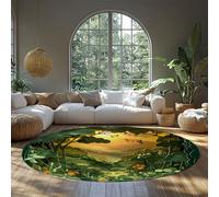 Forêt Paysage Pépinière Moquette Rond Soleil Nature Imprimer Cercle à Poils Ras Tapis de Chambre à Coucher Woodland Tapis de Cuisine Lavable pour la lessive Decor 150cm