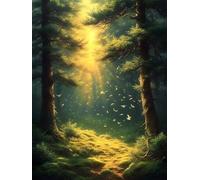 Forêt Peinture Numero Adulte Enfant avec Cadre, Peinture par Numéro Soleil Paint by Numbers Kit, Numero d'art avec 3 Pinceaux et Acrylique Loisirs Créatifs Adultes, Decoration Maison 70x90 cm Q-838