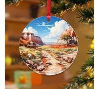 Forêt pétrifiée Parc national Décoration de Noël Paysage Nature Peintures Élégant Souvenir Disques acryliques Transparents Aquarelle Voyage Art Poster Pendentif pour Décoration de Sapin de Noël