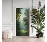 Forêt Poster De Porte Trompe L'oeil, Lumière du Soleil Auto-Adhésif Sticker Mural Porte, pour Chambre Salon Cuisine Oiseau Botanique Stickers Autocollants De Porte 85x215 cmaB231