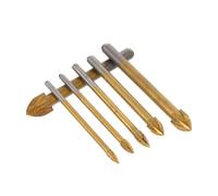 Foret pour Verre et Céramique à Tête Croisée, Carbure Doré | Kit de Perçage à Quatre Arêtes, Haute Dureté, Coupe Plus Nette, pour Verre et Céramique