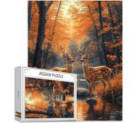 Forêt Puzzle 4000 Pièces Adultes, Grand Bois Puzzle Wapiti Motif Désign, 141x87cm Jigsaw Bricolage Artisanat 14 Ans Activité Familiale Emballage Cadeau pour Decoration Murale Maison Chambre, Model800