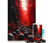 Forêt Rouge de crânes Puzzles pour Adultes 1000 pièces Renforce la mémoire Soulage l'anxiété Bords Lisses Surprise chaleureuse (50x75cm)