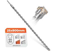 Foret SDS Plus BAUBECK 25 mm x 800 mm - Foret béton et pierre, acier 40CR de qualité, 4 arêtes, performance optimale, foret SDS Plus 25 mm extra-long